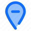 location, pin, map, navigation, minus