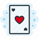 ace, card, hearts, of, poker