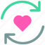 arrow, favorite, heart, like, loading, love icon 