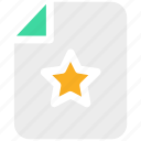 document with star, favorite, page ranking, star on document, starred archive icon