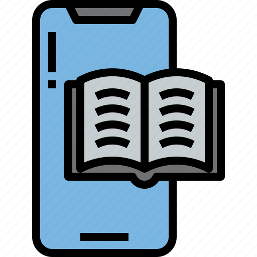 Book, mobile, smartphone, phone, software, reading, online icon - Download on Iconfinder
