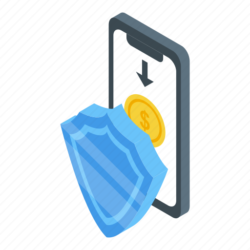 Secured, mobile, payment, isometric icon - Download on Iconfinder