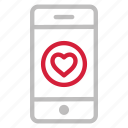heart, like, cell, phone, device, mobile