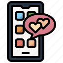 chat, communications, heart, love, media, message, social