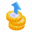 monetization, dollar, coins, isometric