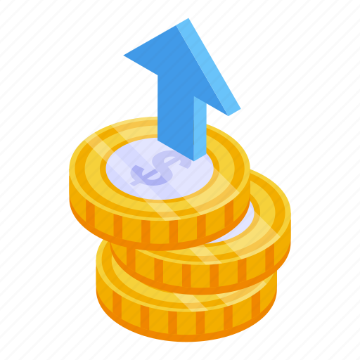 Monetization, dollar, coins, isometric icon - Download on Iconfinder