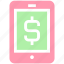 banking app, cell phone, dollar, mobile, mobile banking, money, sign, smartphone 