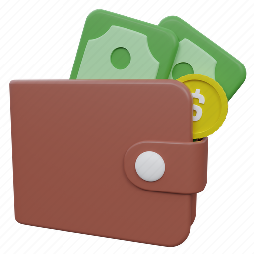 Wallet, currency, payment, purse, money, finance, cash 3D illustration - Download on Iconfinder