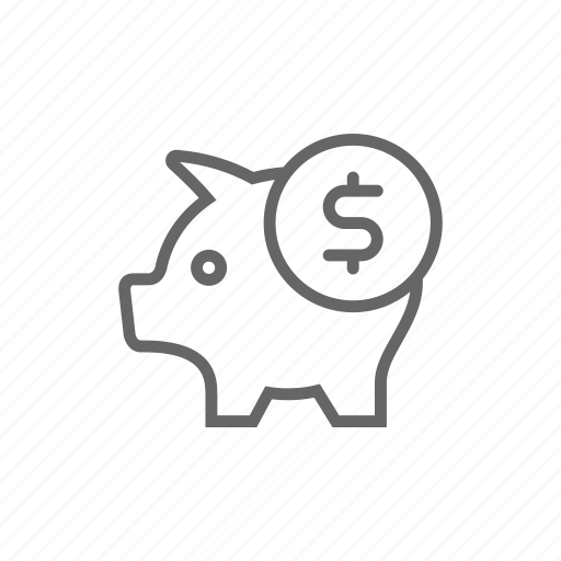 Bank, cash, dollar, finance, line, money, piggy icon - Download on Iconfinder