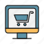 business, ecommerce, online shopping, screen, shopping, shopping cart 