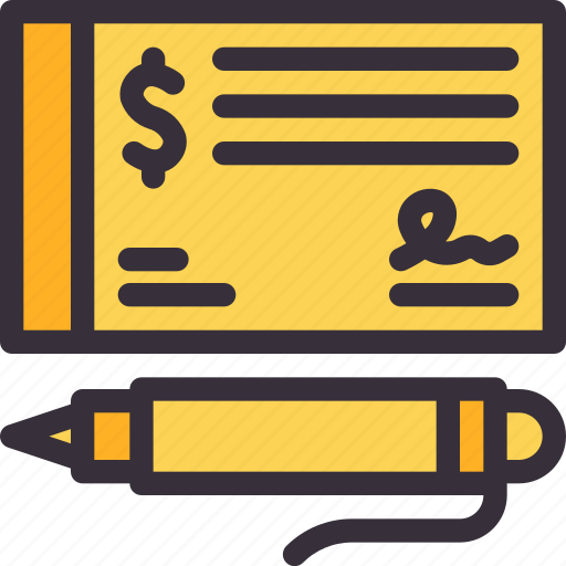 Cheque, bank, money, paycheck, pen icon - Download on Iconfinder