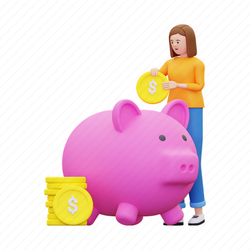 Saving, money saving, coin, investment, money, finance, bank 3D illustration - Download on Iconfinder