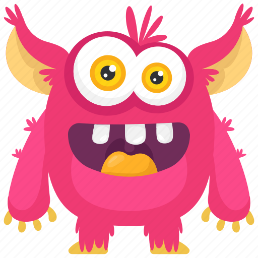 Aggressive monster, alien, demon, monster cartoon, pink monster icon - Download on Iconfinder