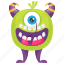 cartoon mike wazowski, halloween monster character, mike wazowski monster, monster character, one eye monster 