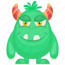 horrifying creature, monster costume, oni green monster, oni green monster character, unusual creature 