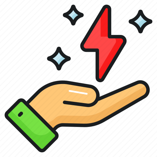 Save, power, energy, hand, care, thunderbolt, bolt icon - Download on Iconfinder