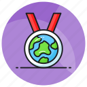 eco, ecology, medal, badge, winner, ecological, globe