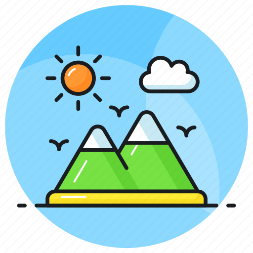 Mountain, hill, station, landscape, sun, cloud, scene icon - Download on Iconfinder
