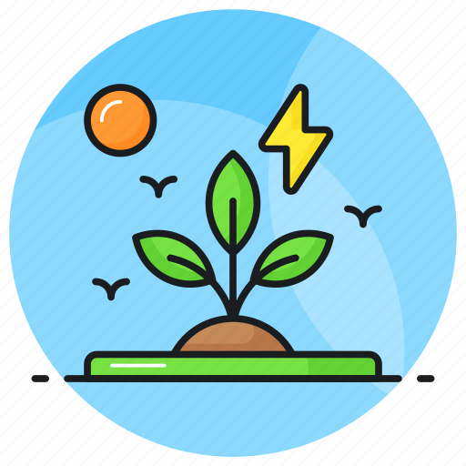 Green, energy, power, plant, leaves, thunderbolt, bolt icon - Download on Iconfinder