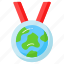 eco, ecology, medal, badge, winner, ecological, globe 