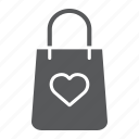 bag, gift, heart, love, package, shopping