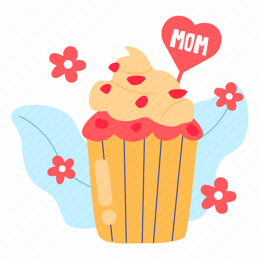 Cupcake, sweet, dessert, cake, mother’s day, mother, mom sticker - Download on Iconfinder