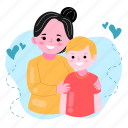 mom and her son, son, kid, happy, mother’s day, mother, mom, celebration, sticker