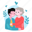 old woman and her son, happy, family, love, mother’s day, mother, mom, celebration, sticker 