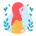 pregnant woman, muslim, hijab, pregnant, mother’s day, mother, mom, celebration, sticker