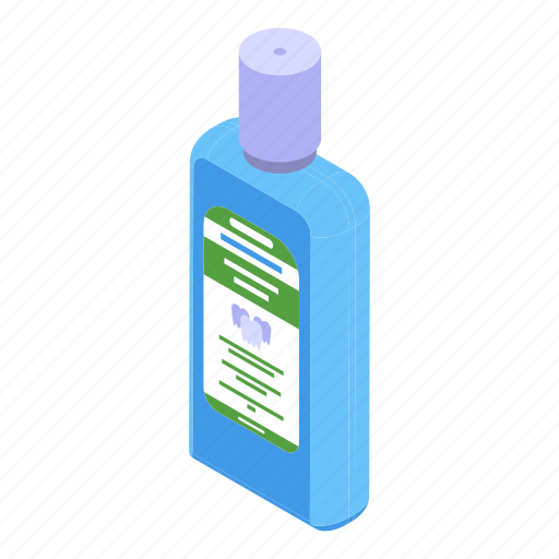 Blue, mouthwash, bottle, isometric icon - Download on Iconfinder