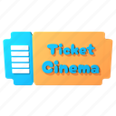 ticket, cinema, film, movie, entertainment, retro, camera