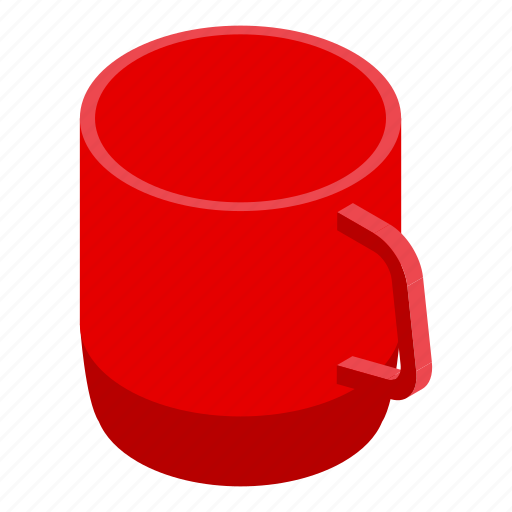 Red, plastic, mug, isometric icon - Download on Iconfinder