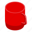 red, plastic, mug, isometric 
