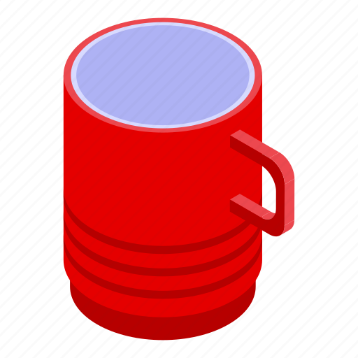 Red, mug, isometric icon - Download on Iconfinder