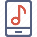 media, mobile music, mobile screen, modern technology, music sign, smartphone icon