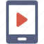 audio player, media player, mobile screen, music player, play sign, video player icon 
