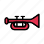 horn, media, instrument, musical, trumpet 