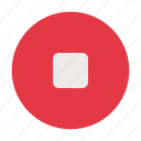 stop, square, circle, music, player, video, button, multimedia