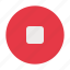 stop, square, circle, music, player, video, button, multimedia 