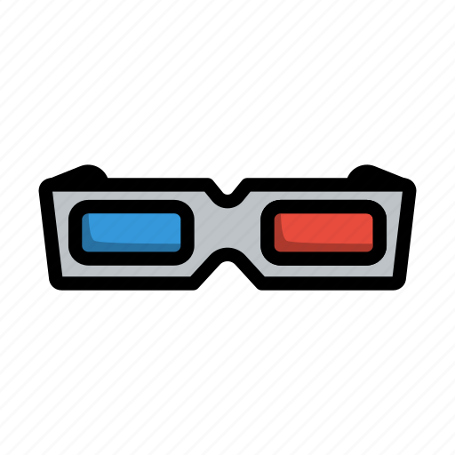 3d, entertainment, glasses, vision, goggle, lineart, stereoscopic icon - Download on Iconfinder