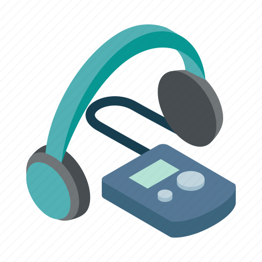 Audio, headphone, isometric, mp3, music, player, technology icon - Download on Iconfinder