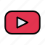media, video, youtube, button, play 