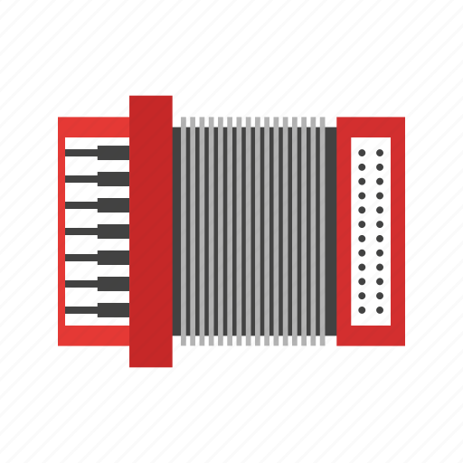 Accordion, instrument, keyboard, music, musical, musician, red icon - Download on Iconfinder