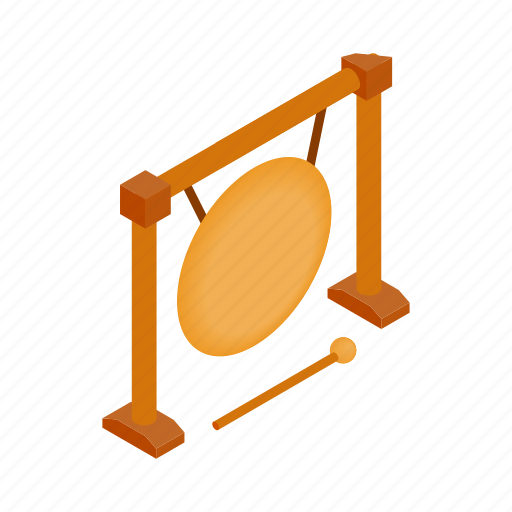 Asian, brass, gong, instrument, isometric, musical, sound icon - Download on Iconfinder