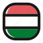 button, country, flag, hungary, nation, national, square 