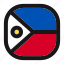 button, country, flag, nation, national, philippines, square 