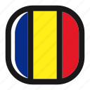 button, country, flag, nation, national, romania, square