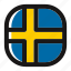 button, country, flag, nation, national, square, sweden 