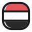 button, country, flag, nation, national, square, yemen 
