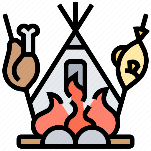 Bonfire, camping, cooking, pioneer, tent icon - Download on Iconfinder